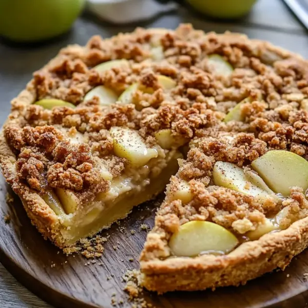 Apfelkuchen vom Blech - mit Pudding und knusprigen Streusel