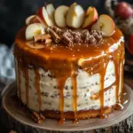 Bratapfeltorte mit Orangen-Zimt-Creme und Karamell-Drip