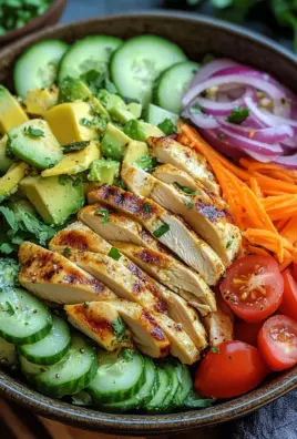 Bunte Salat Bowl mit Avocado, Hähnchen und Knoblauchdressing 28 Bunte Salat Bowl mit Avocado, Hähnchen und Knoblauchdressing