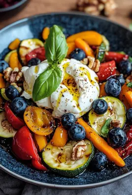 Burrata-Salat mit Ofengemüse und Blaubeeren