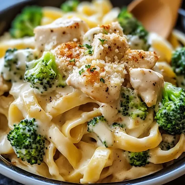 Cremige Hähnchen-Brokkoli-Alfredo Pasta