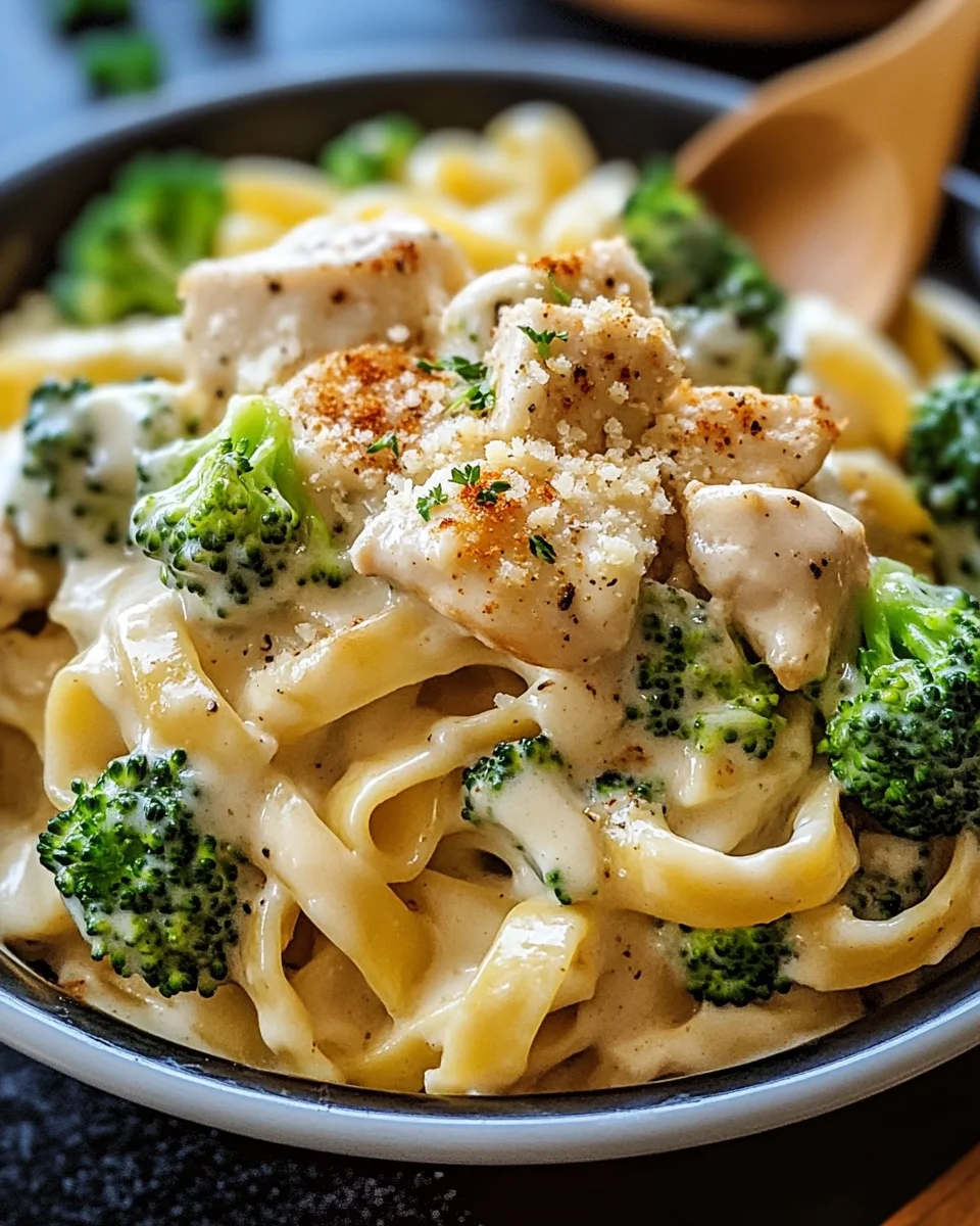 Cremige H&auml;hnchen-Brokkoli-Alfredo Pasta