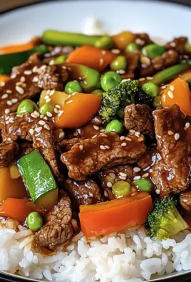Ein Pfannengericht Teriyaki Rindfleisch mit Reis