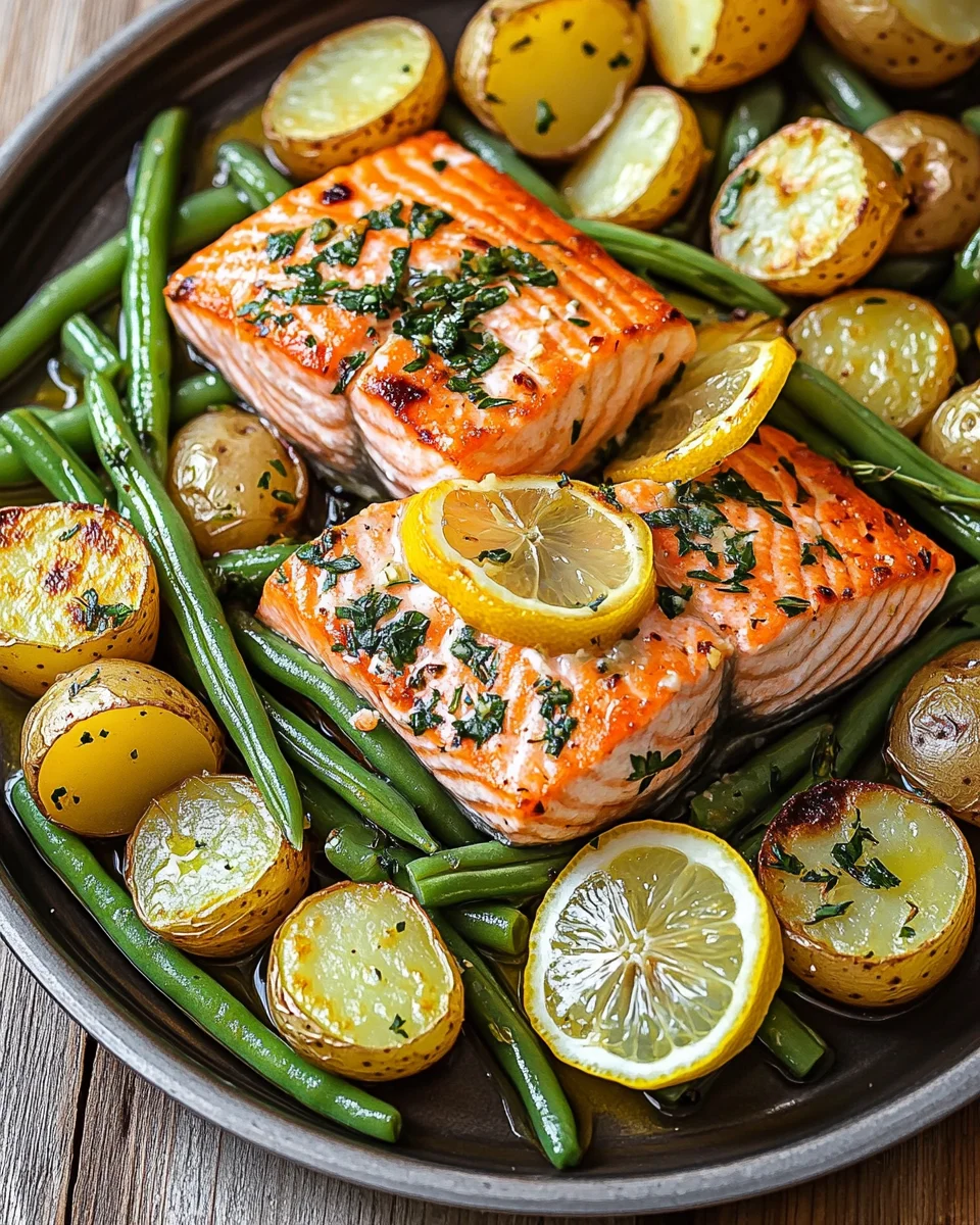 Einfaches Blechlachs Rezept mit grünen Bohnen und Kartoffeln 18 Einfaches Blechlachs Rezept mit grünen Bohnen und Kartoffeln