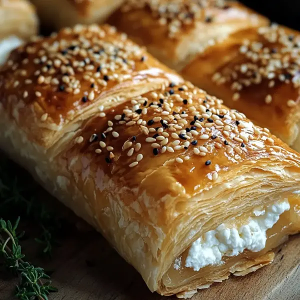 Feta im Blätterteig mit Sesam und Thymian