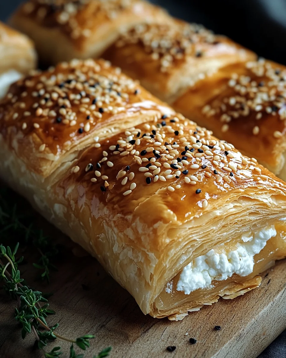 Feta im Blätterteig mit Sesam und Thymian
