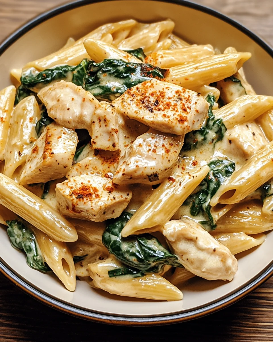 Frischk&auml;se Spinat H&auml;hnchen Pasta