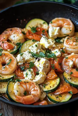 Garnelen Feta Pfanne mit Zucchini
