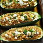 Gef&uuml;llte Zucchinis mit Couscous und Feta