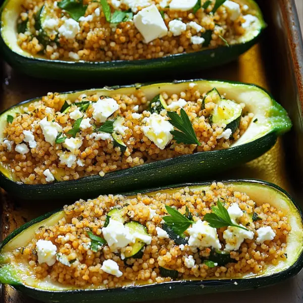 Gefüllte Zucchinis mit Couscous und Feta