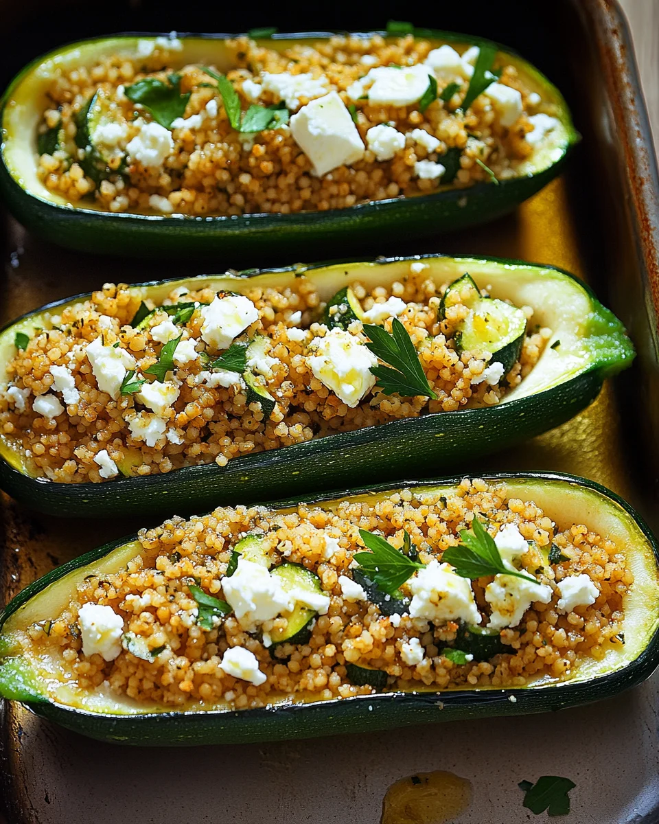 Gef&uuml;llte Zucchinis mit Couscous und Feta