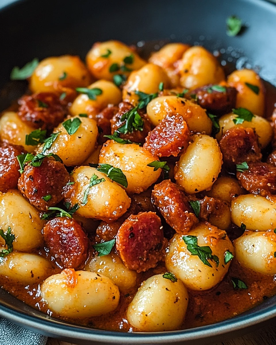 Gnocchi mit Chorizo und cremiger Harissa-Sauce
