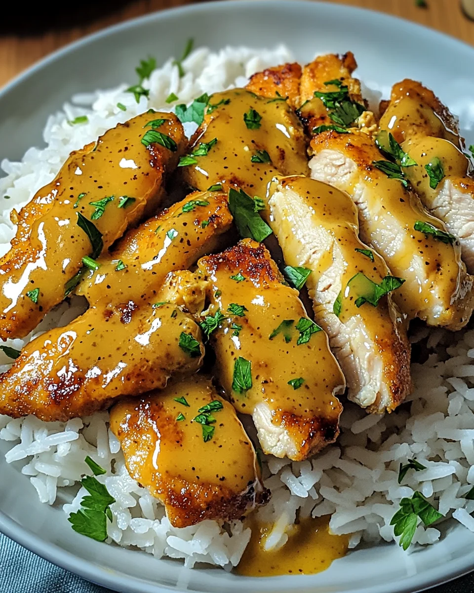Honig Senf H&auml;hnchen mit Reis