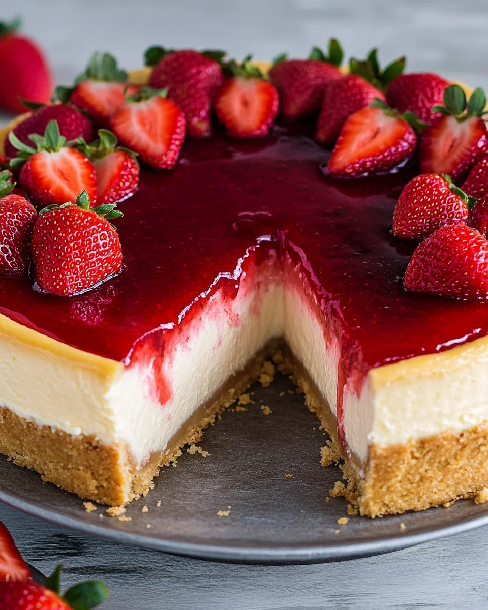 K&auml;sekuchen mit Erdbeeren