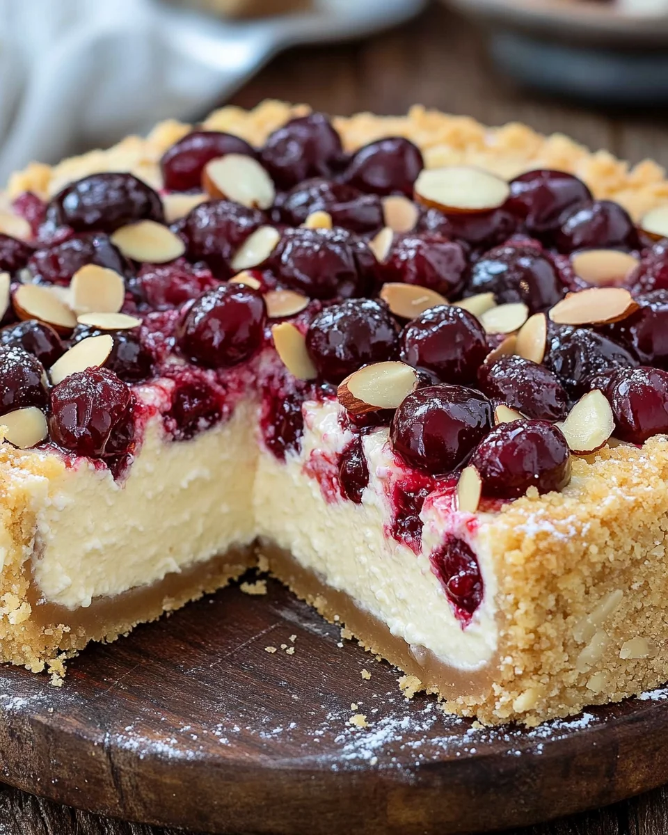 K&auml;sekuchen mit Kirschen