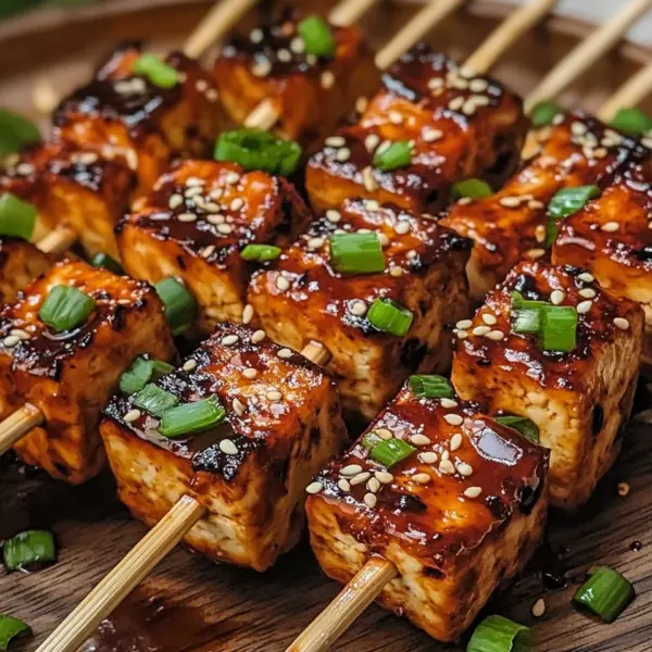 Knoblauch-Soja-Glasierte Tofu-Spieße