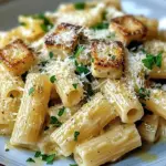 Knoblauchbutter-H&auml;hnchen mit Rigatoni und Parmesan