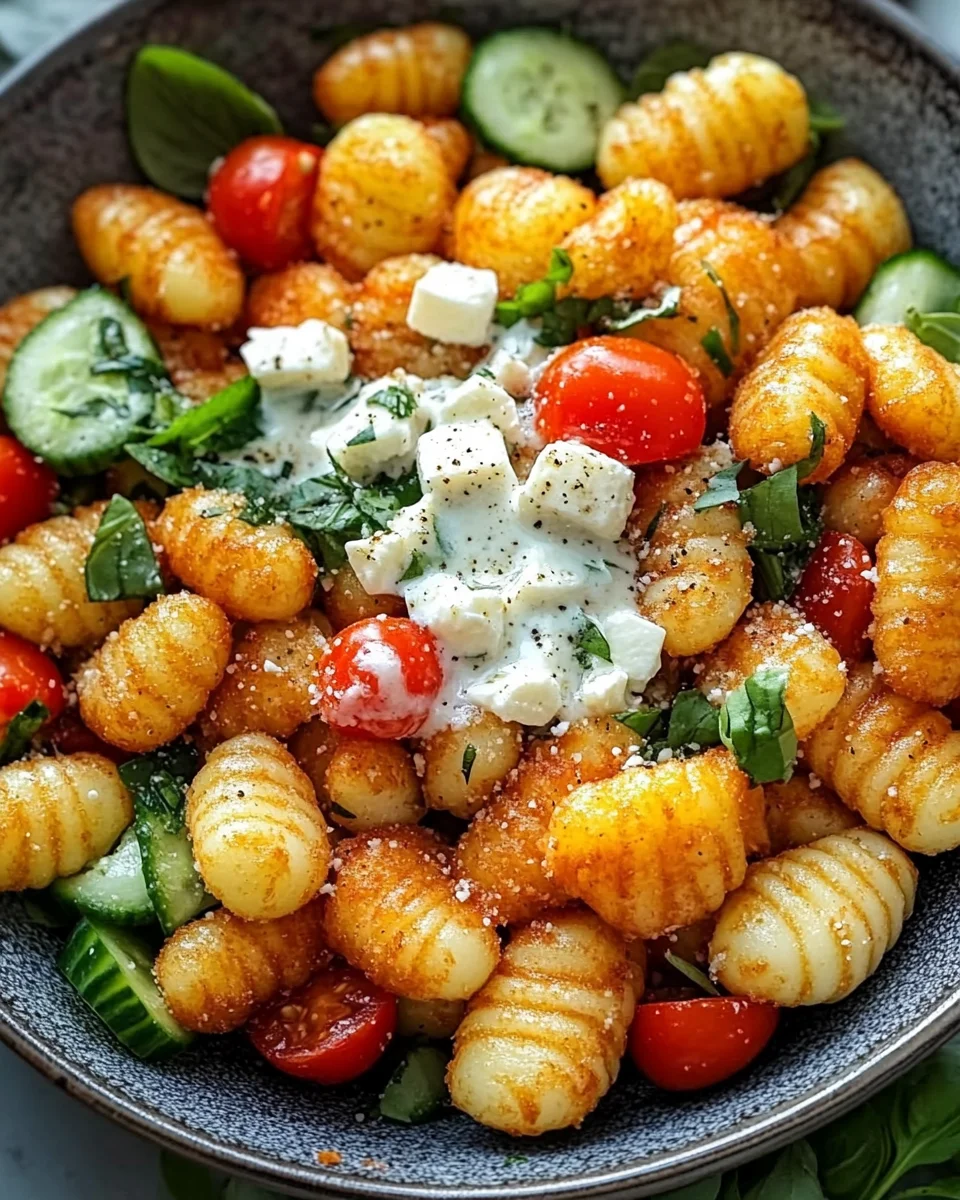 Knuspriger Gnocchi-Salat mit Joghurt-Dressing
