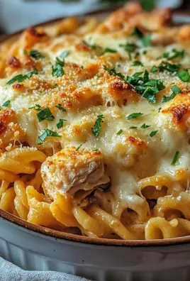 Knuspriger Nudel-Hähnchen-Auflauf mit Knoblauch und Parmesan