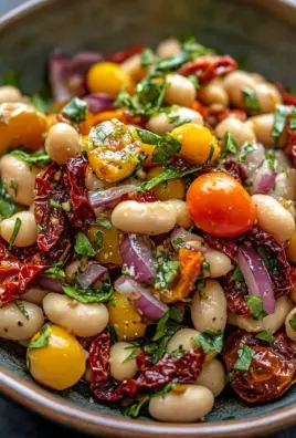 Marinierter getrockneter Tomaten-Bohnen-Salat