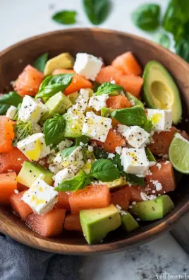 Melonen Feta Salat mit Avocado