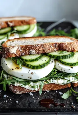 Mozzarella-Gurken-Sandwich mit Kresse