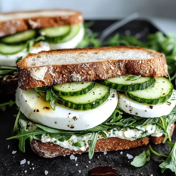Mozzarella-Gurken-Sandwich mit Kresse