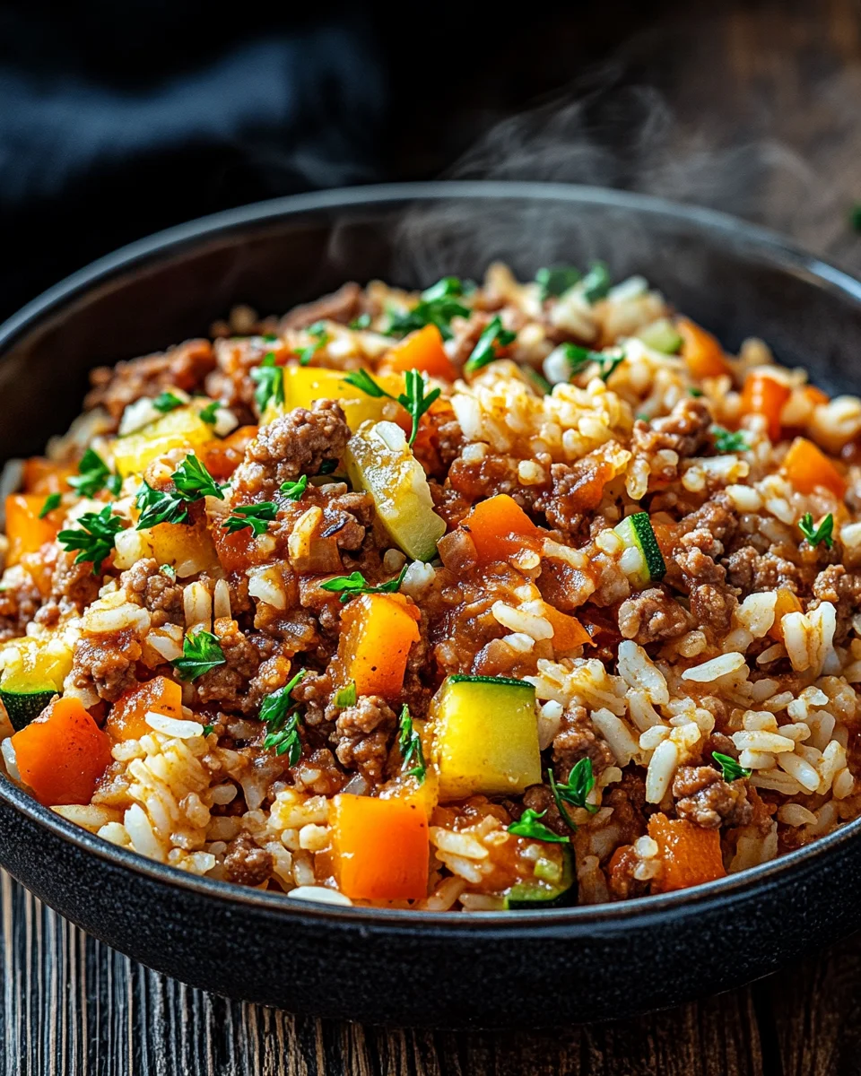 Reis-Hackfleisch-Pfanne mit Ajvar und Gemüse 25 Reis-Hackfleisch-Pfanne