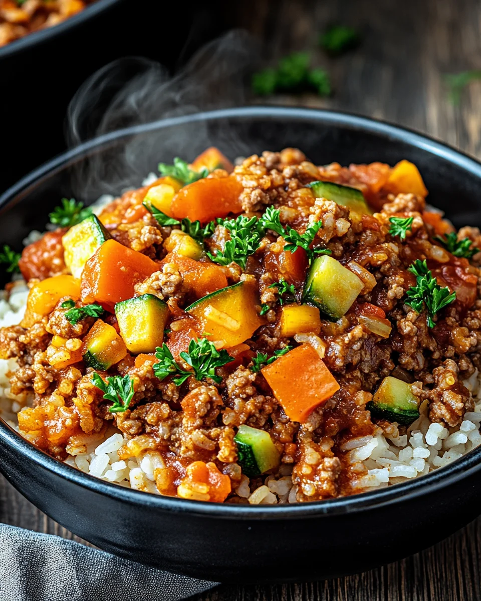 Reis-Hackfleisch-Pfanne mit Ajvar und Gemüse 27 Reis-Hackfleisch-Pfanne mit Ajvar und Gemüse