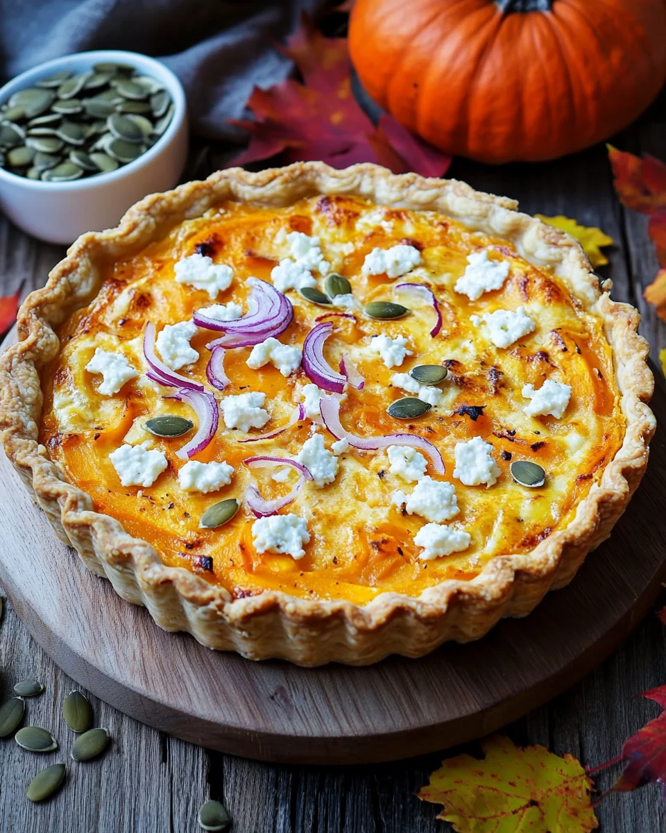 Saftige K&uuml;rbis-Quiche mit Feta