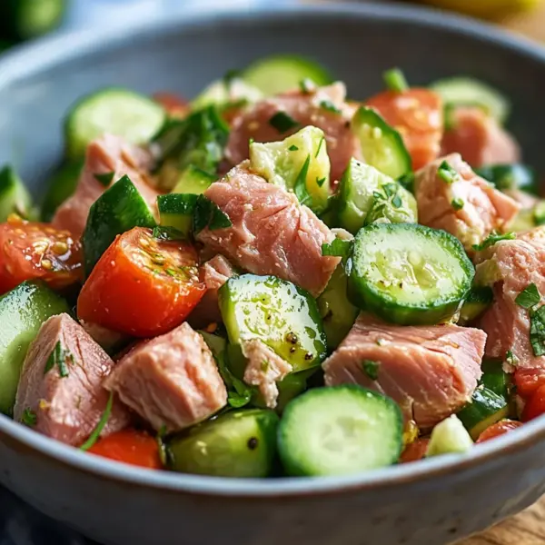 Schneller Thunfischsalat mit Gurke und Tomate