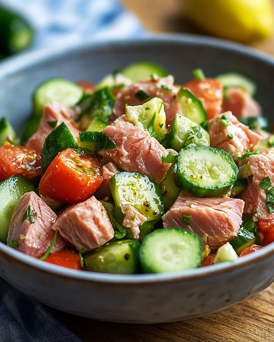 Schneller Thunfischsalat mit Gurke und Tomate