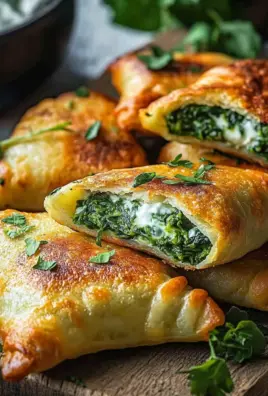 Vegane Kartoffeltaschen mit Spinat-Frischkäse-Füllung