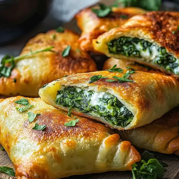 Vegane Kartoffeltaschen mit Spinat-Frischkäse-Füllung