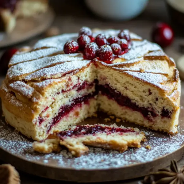 Winterlicher Spekulatius-Hefekuchen mit Marmelade