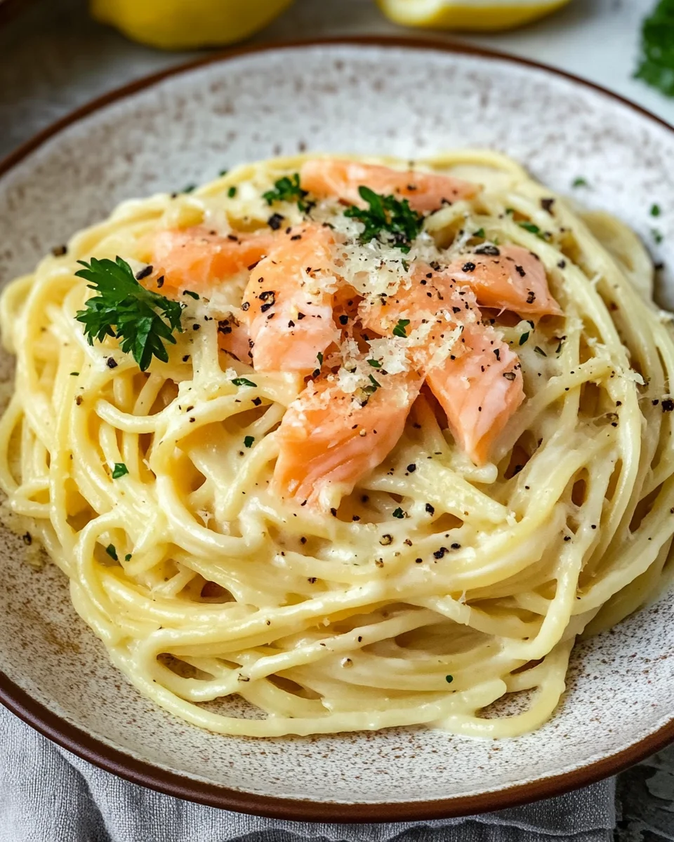 Zitronen Lachs Pasta