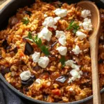 Auberginen-Reispfanne mit Feta
