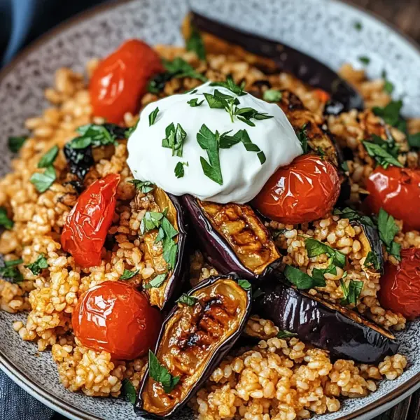 Bulgur with Tomatoes, Eggplant, and Yogurt