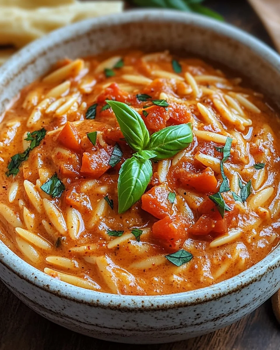 Creamy Vegan Tomato Orzo with Coconut Milk
