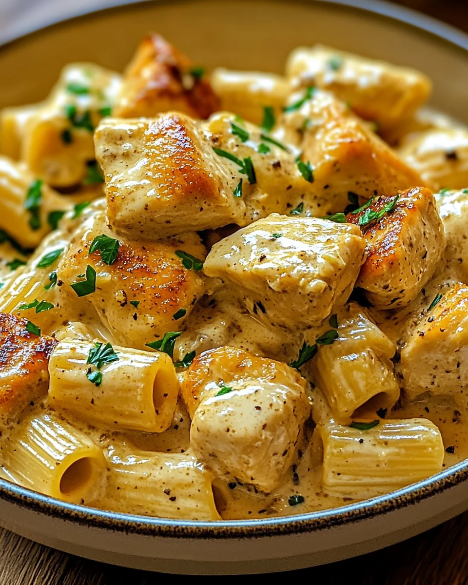 Cremiges Knoblauchbutter-Huhn und Rigatoni in Parmesan-Soße 23 Cremiges