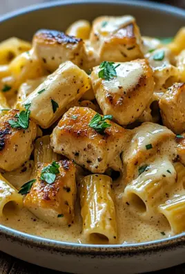 Cremiges Knoblauchbutter-Huhn und Rigatoni in Parmesan-Soße