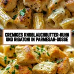 Cremiges Knoblauchbutter-Huhn und Rigatoni in Parmesan-Soße 22 Pinterest Hidden Image