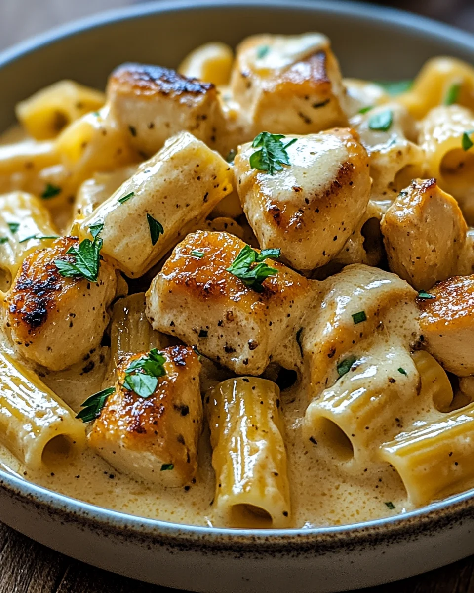 Cremiges Knoblauchbutter-Huhn und Rigatoni in Parmesan-Soße 25 Cremiges Knoblauchbutter-Huhn und Rigatoni in Parmesan-Soße