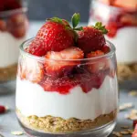 Erdbeer-Dessert im Glas mit Joghurt