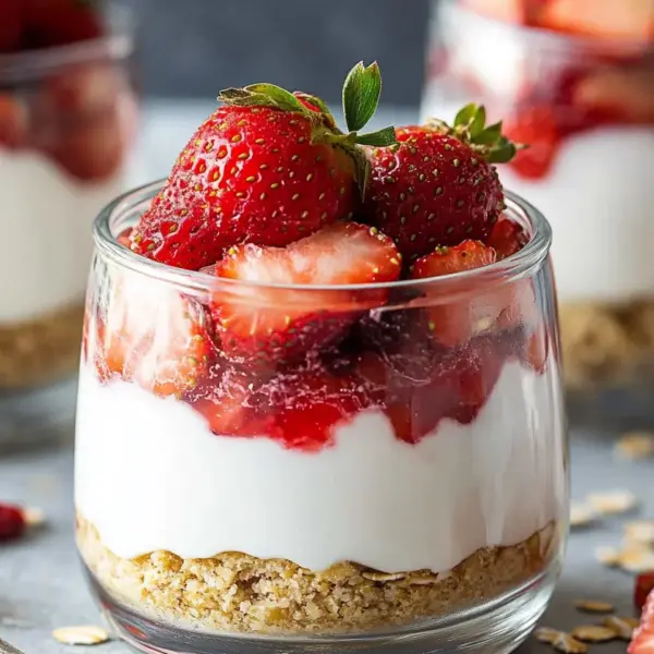 Erdbeer-Dessert im Glas mit Joghurt