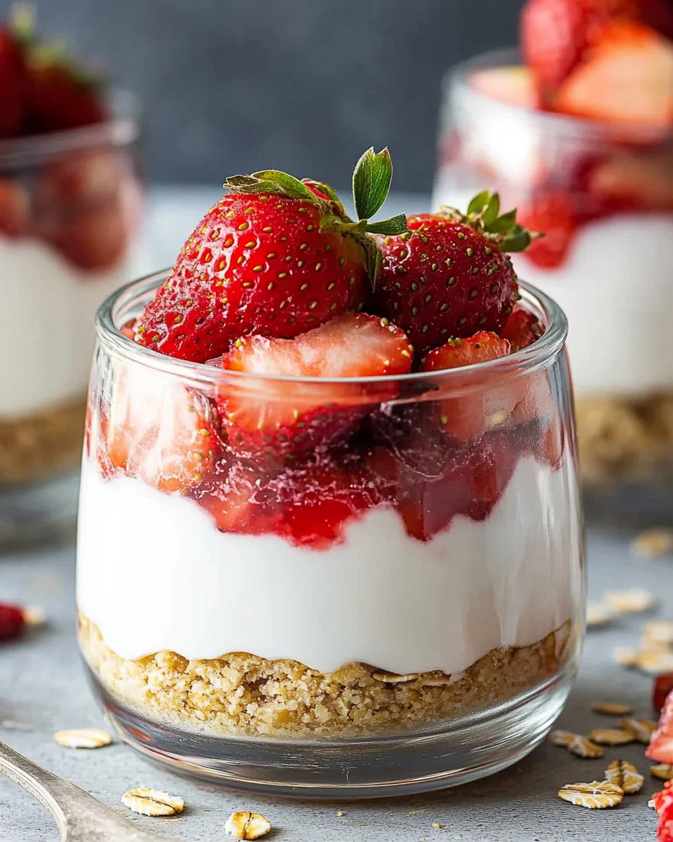 Erdbeer-Dessert im Glas mit Joghurt