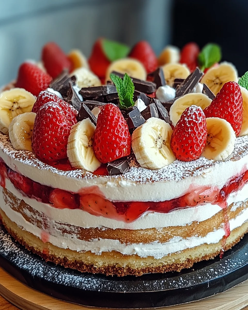 Erdbeer-Stracciatella-Bananen-Torte