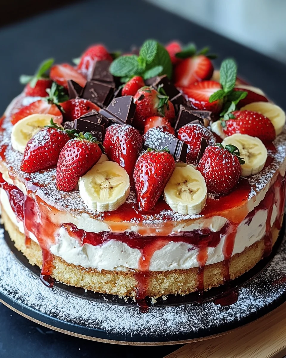 Erdbeer-Stracciatella-Bananen-Torte