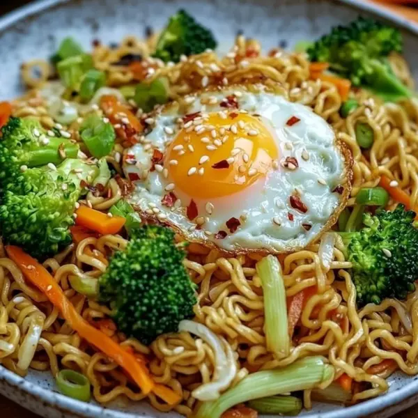 Gebratene Nudeln mit Gemüse und Ei - asiatisch