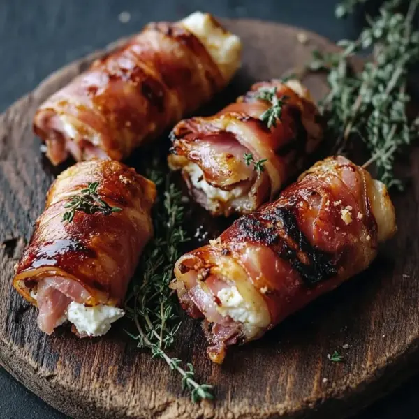 Gegrillte Feta-Schinkenröllchen